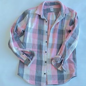gap cotton plaid pink gray oversized jacket size M